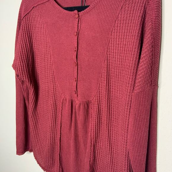 Gibsonlook Waffle Knit Button Front Top Size XS - Picture 2 of 5